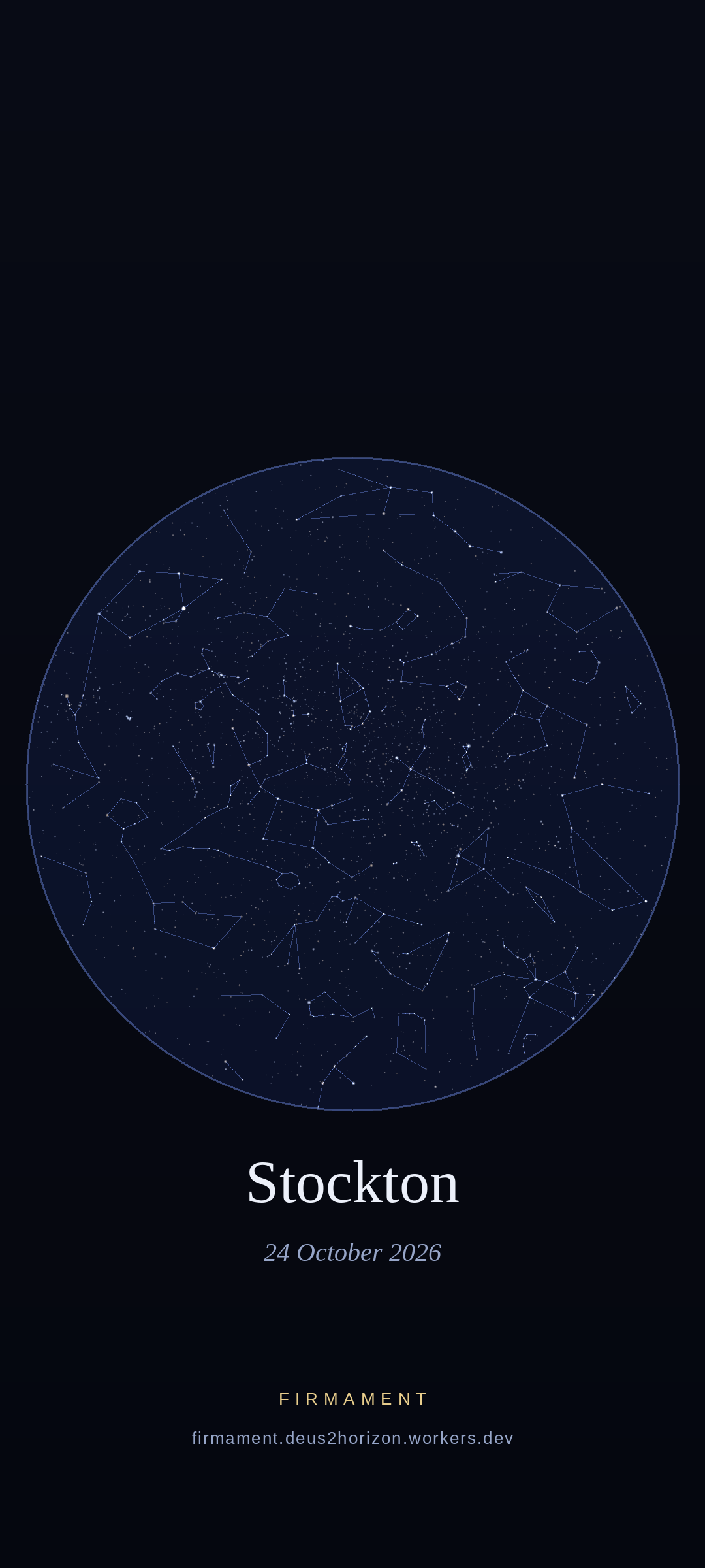 Ciel nocturne au-dessus de Stockton, United States le 24 octobre 2026