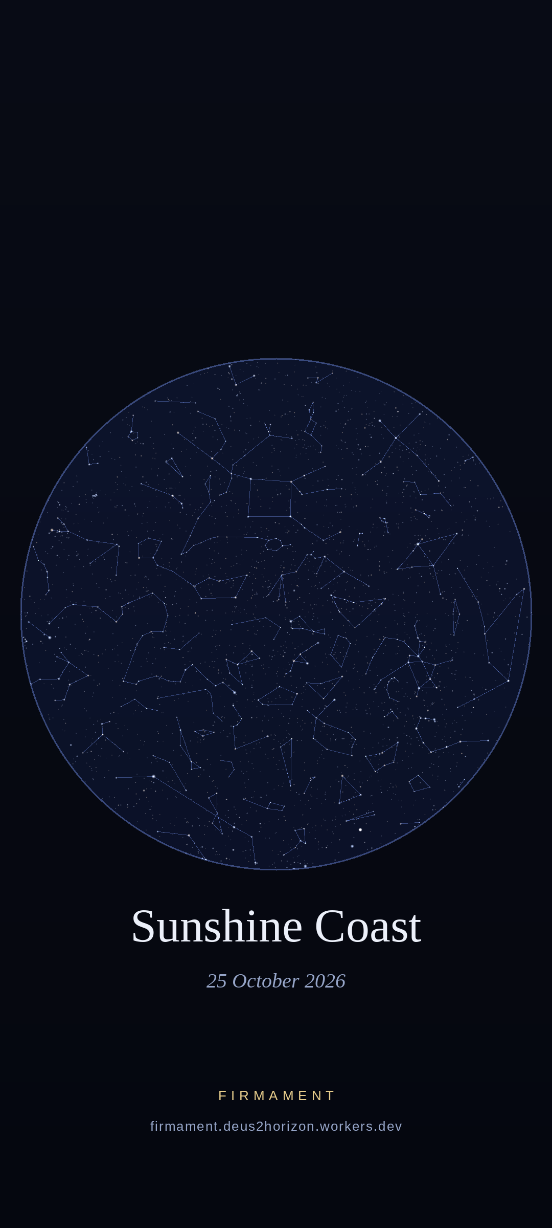 Cielo notturno sopra Sunshine Coast, Australia il 25 ottobre 2026