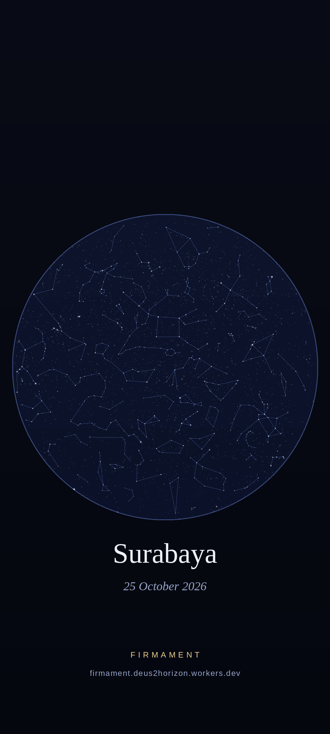 Night sky over Surabaya, Indonesia on 25 October 2026