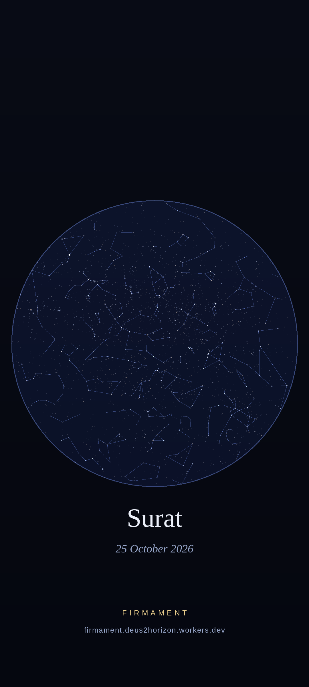 Night sky over Surat, India on 25 October 2026