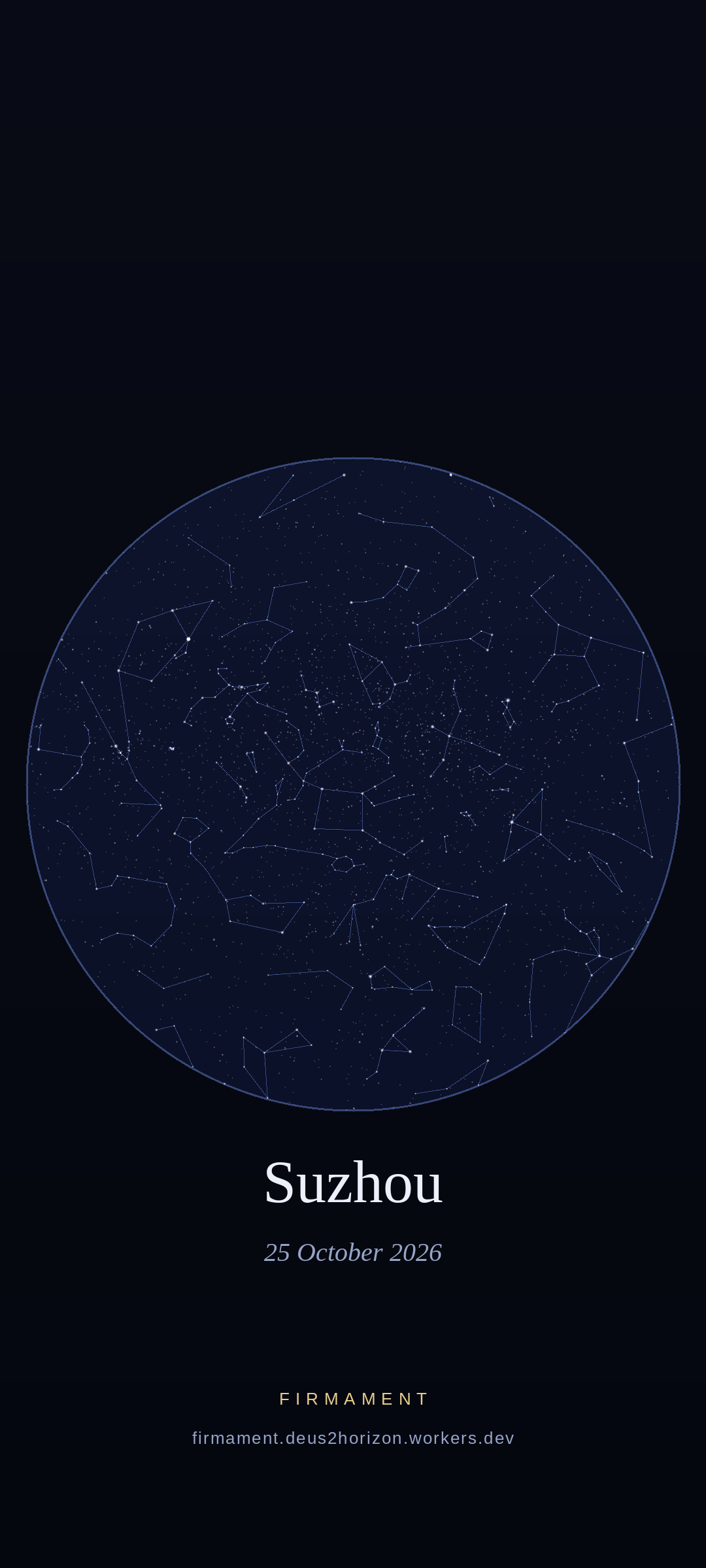 Cielo nocturno sobre Suzhou, China el 25 de octubre de 2026