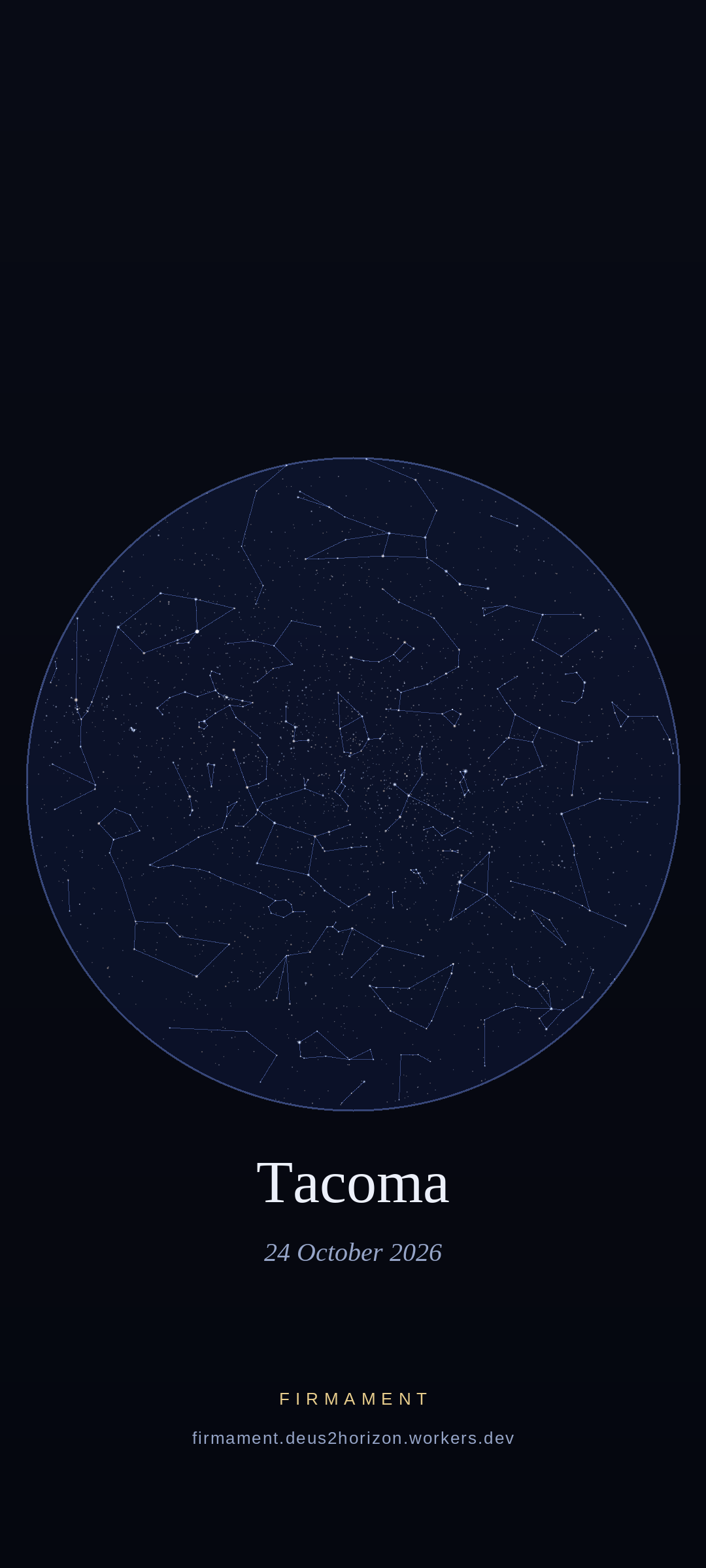 Night sky over Tacoma, United States on 24 October 2026