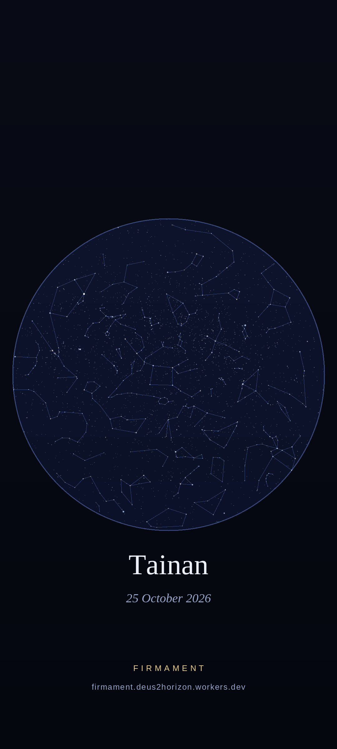 Night sky over Tainan, Taiwan on 25 October 2026