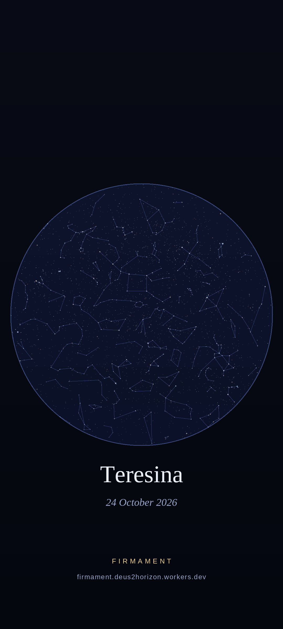 Night sky over Teresina, Brazil on 24 October 2026