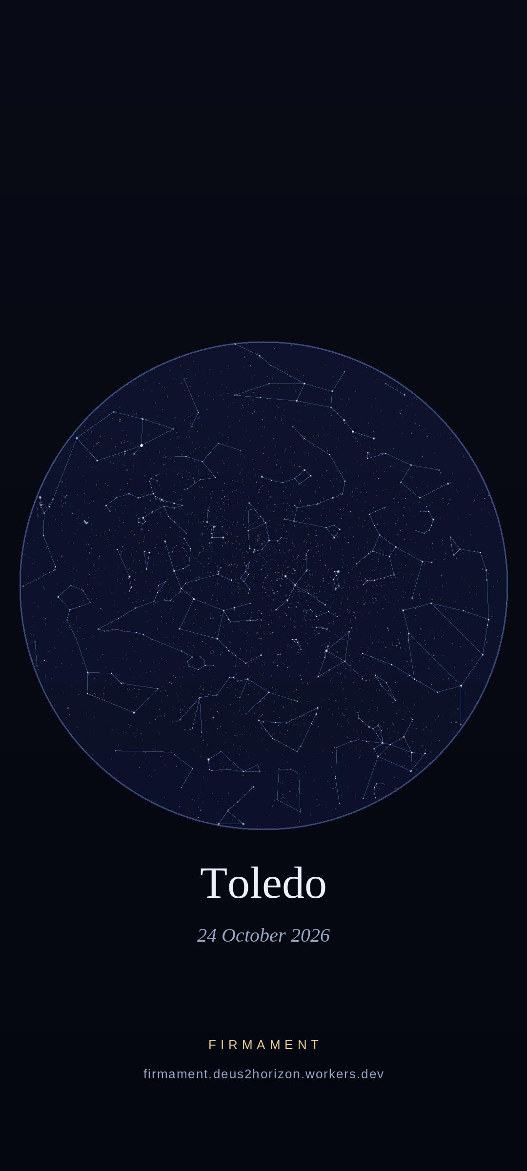 Night sky over Toledo, United States on 24 October 2026