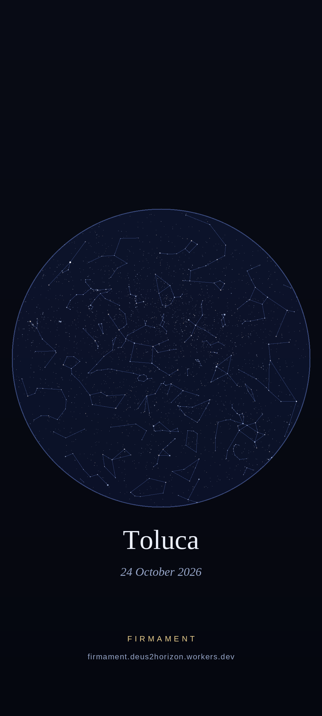 Cielo notturno sopra Toluca, Mexico il 24 ottobre 2026