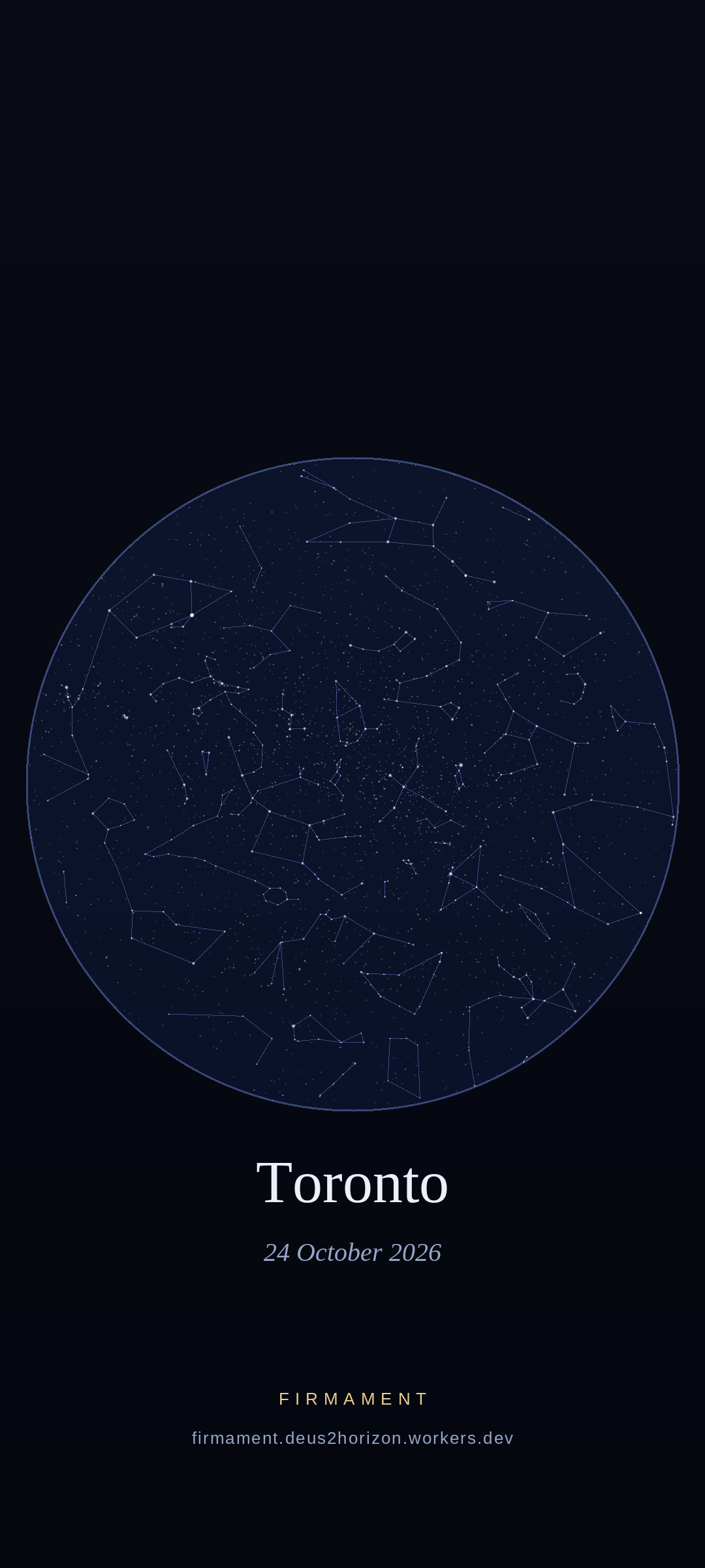 Night sky over Toronto, Canada on 24 October 2026