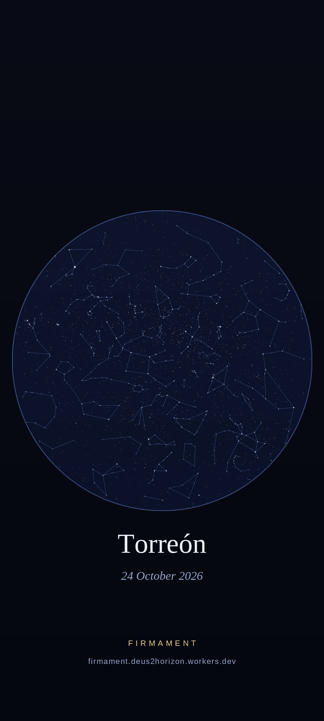 Night sky over Torreón, Mexico on 24 October 2026