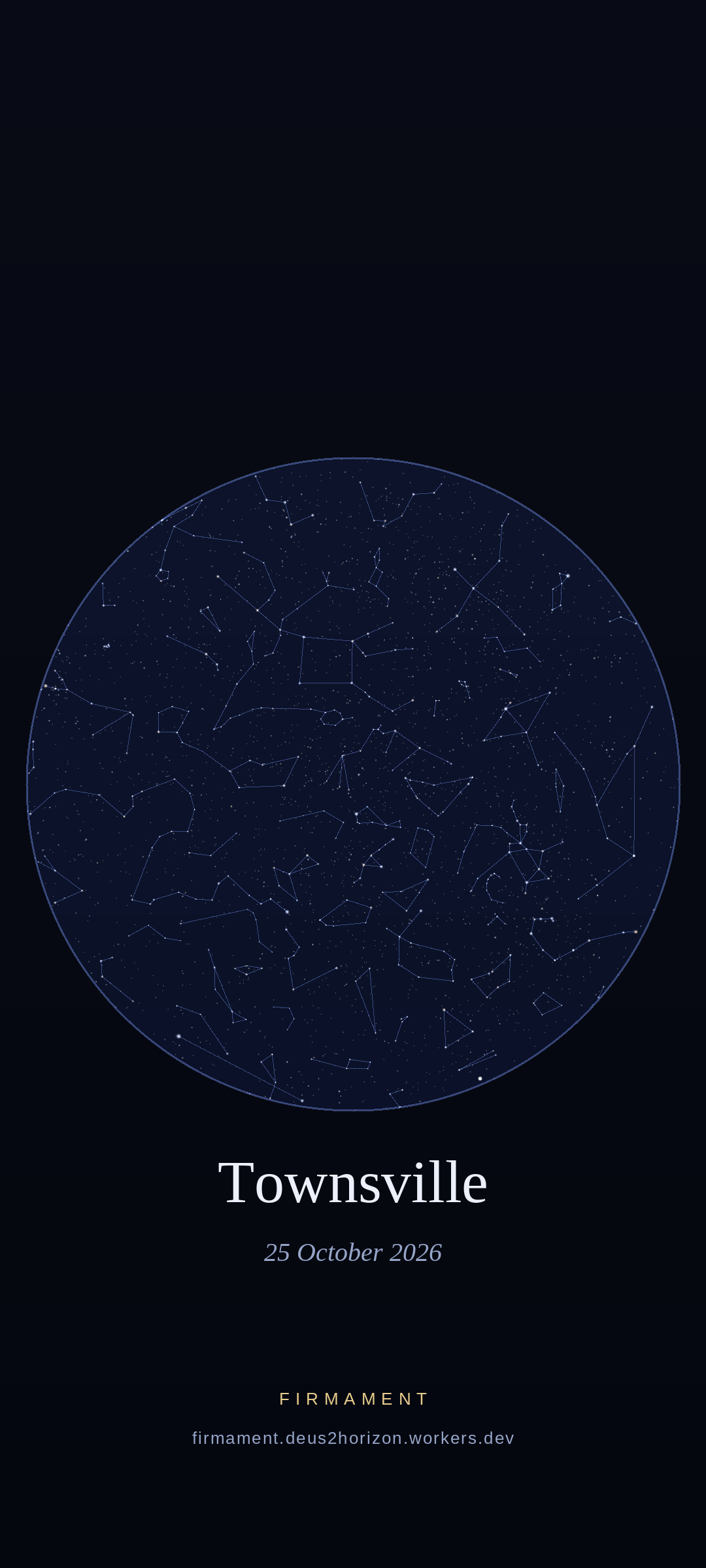Cielo notturno sopra Townsville, Australia il 25 ottobre 2026