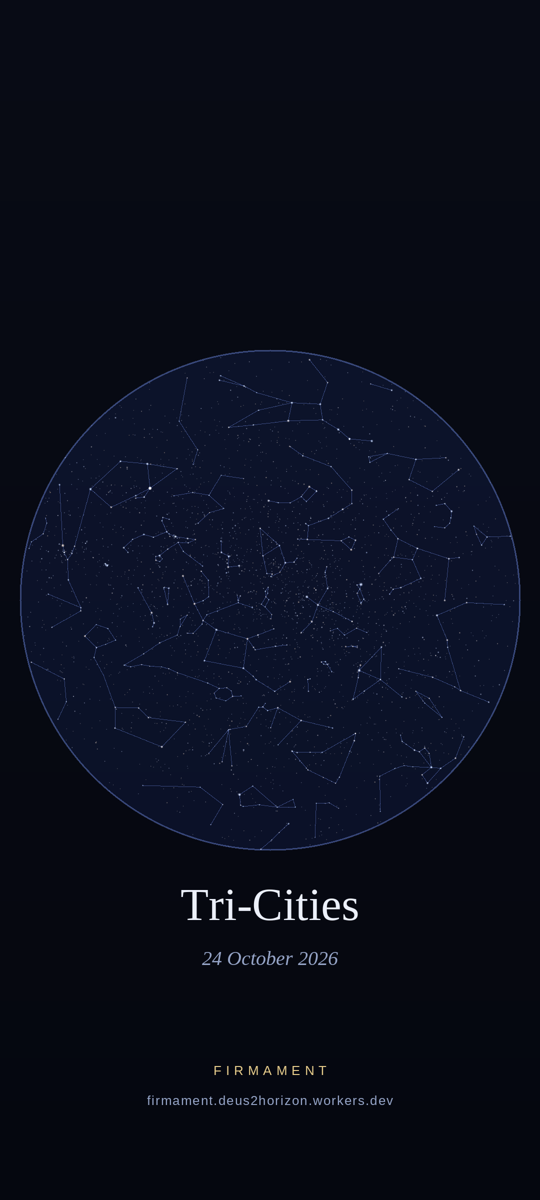 Cielo nocturno sobre Tri-Cities, United States el 24 de octubre de 2026