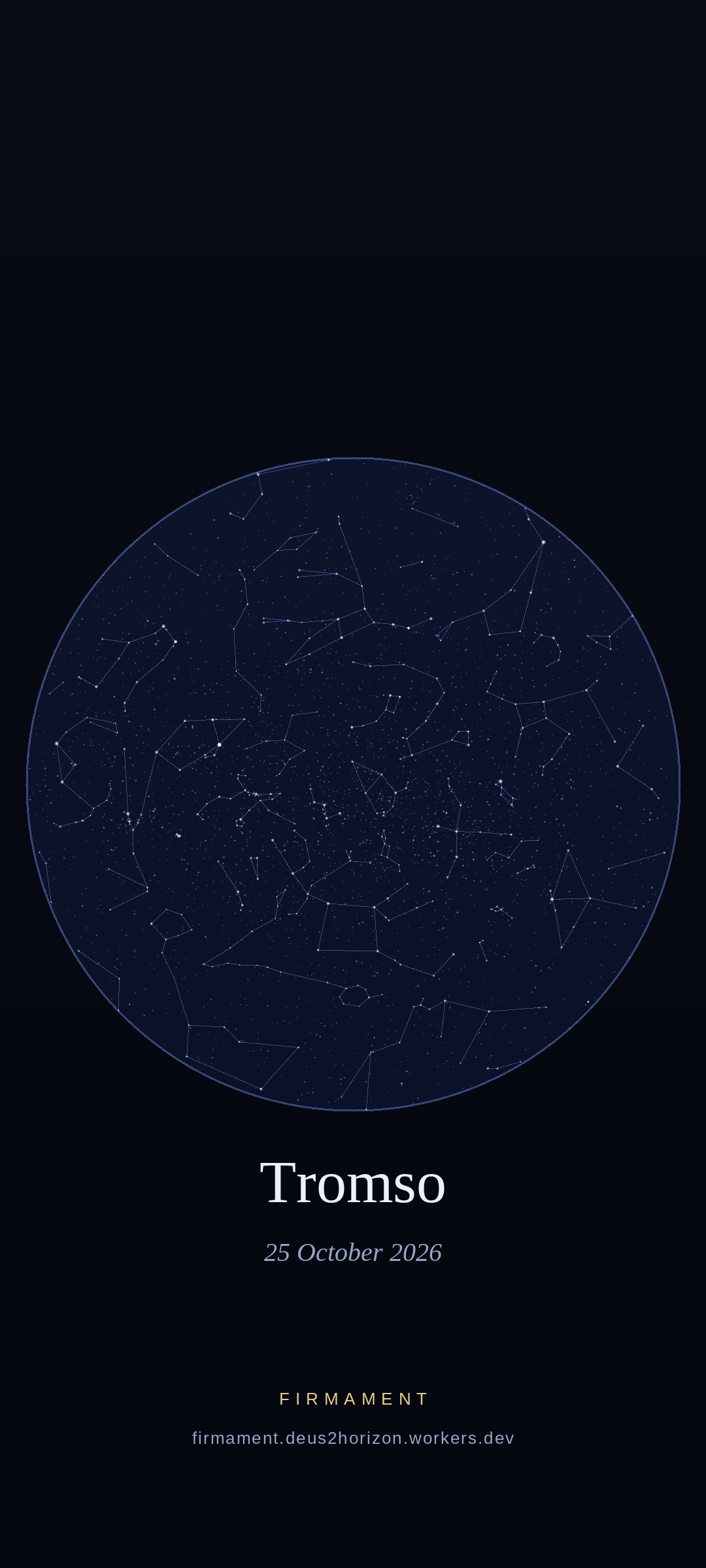 Night sky over Tromso, Norway on 25 October 2026