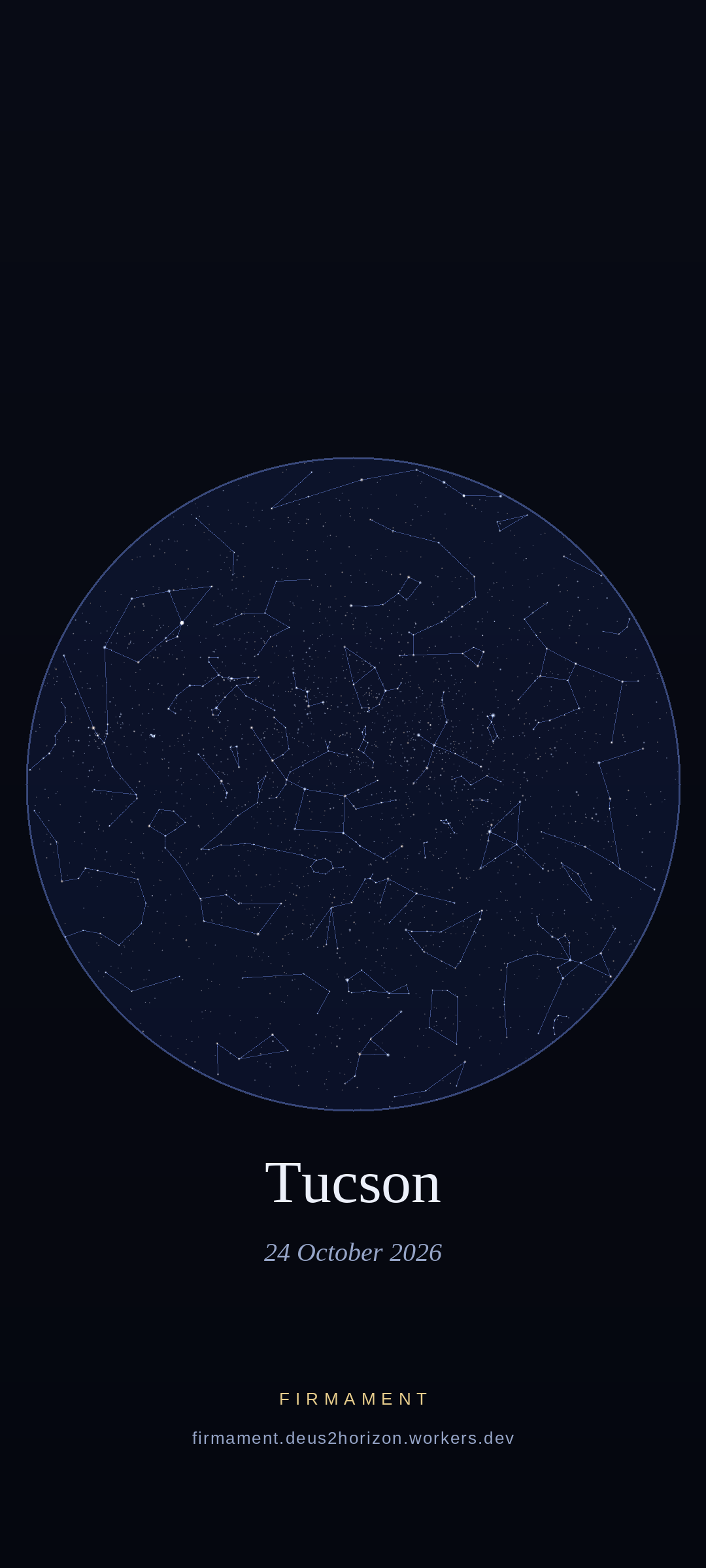 Night sky over Tucson, United States on 24 October 2026