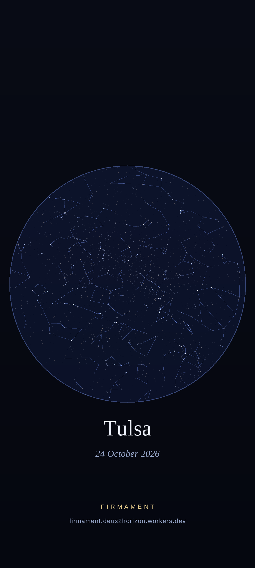 Night sky over Tulsa, United States on 24 October 2026