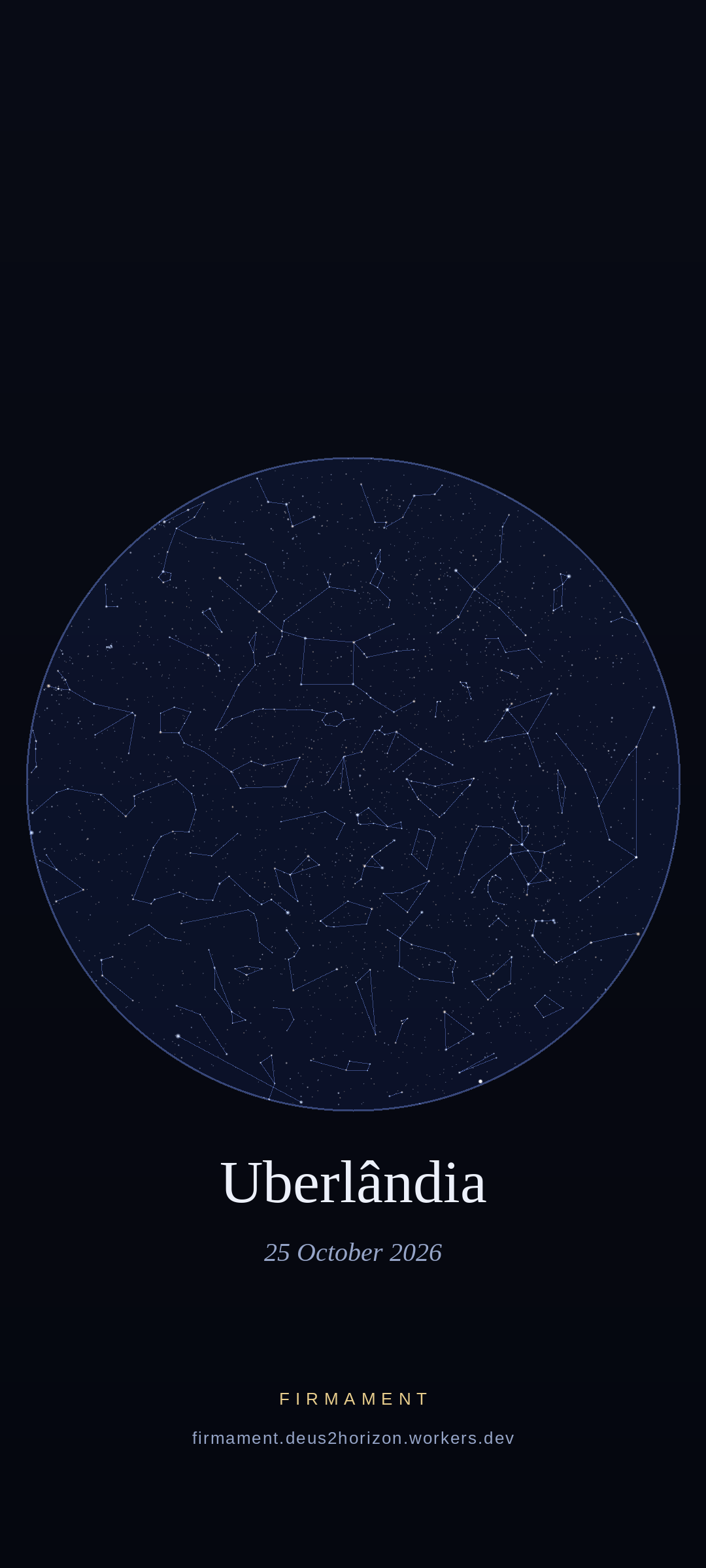 Cielo notturno sopra Uberlândia, Brazil il 24 ottobre 2026