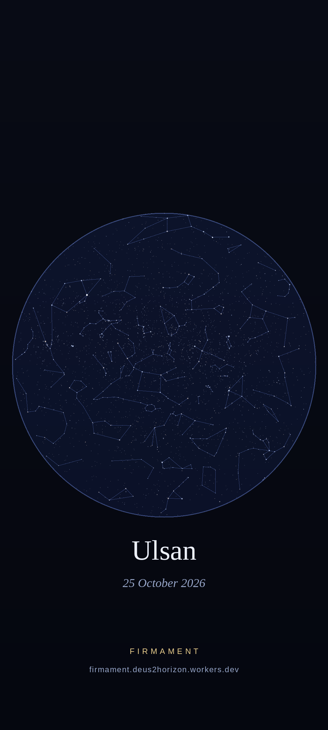 Night sky over Ulsan, South Korea on 25 October 2026