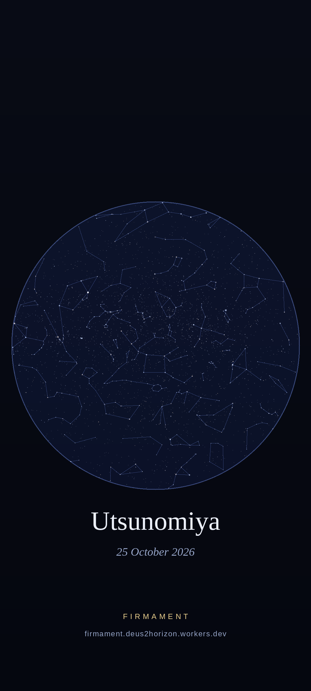 Ciel nocturne au-dessus de Utsunomiya, Japan le 25 octobre 2026