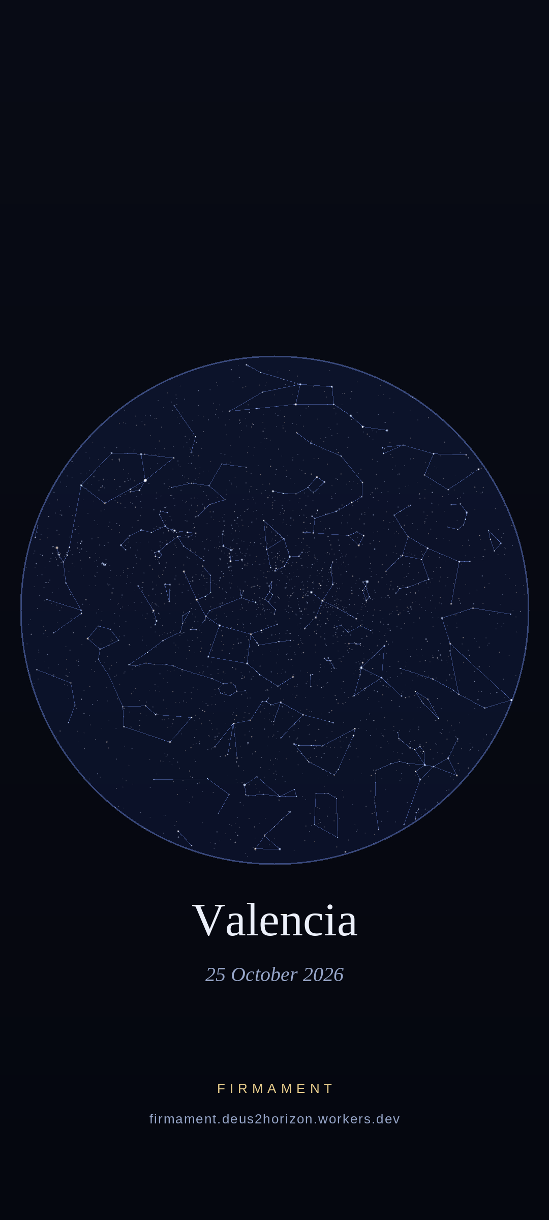 Ciel nocturne au-dessus de Valencia, Spain le 25 octobre 2026