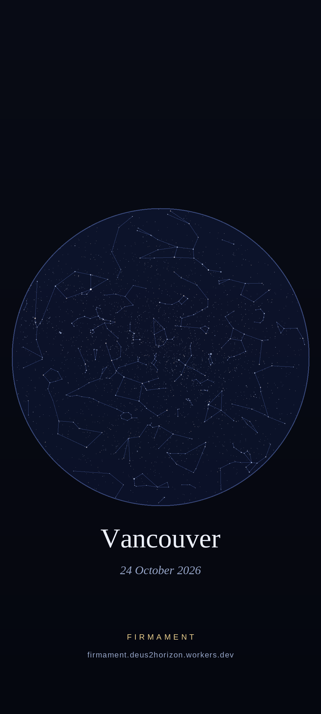 Ciel nocturne au-dessus de Vancouver, Canada le 24 octobre 2026