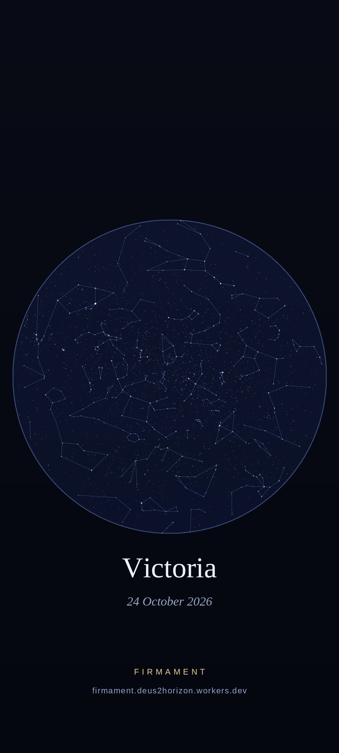 Night sky over Victoria, Canada on 24 October 2026