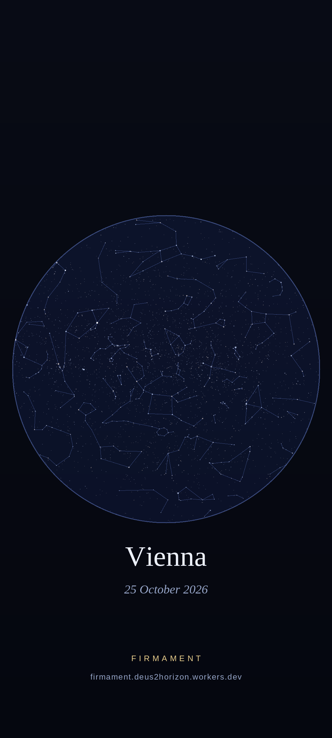 Night sky over Vienna, Austria on 25 October 2026