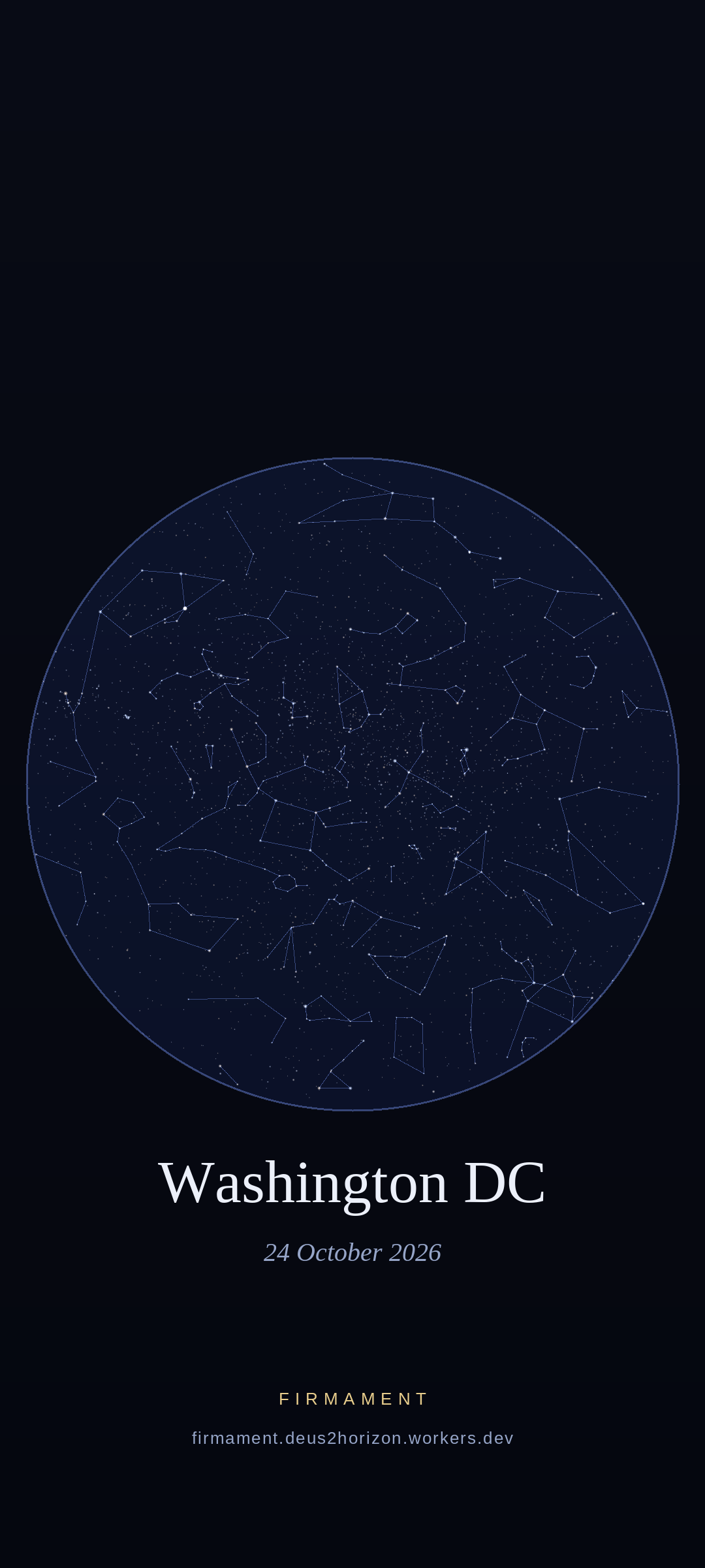 Céu noturno sobre Washington DC, United States em 24 de outubro de 2026