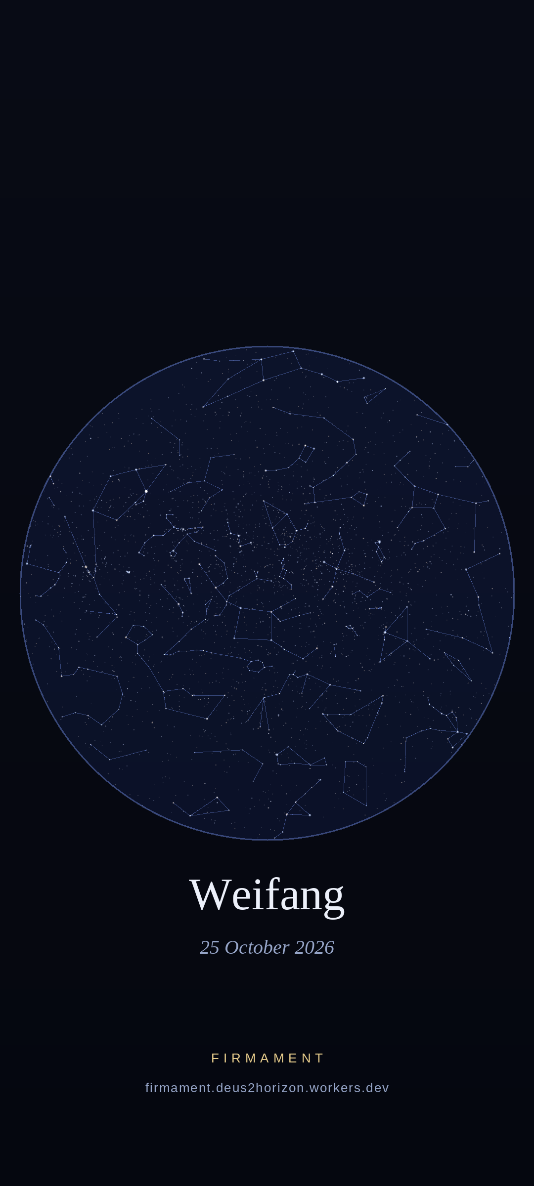 Night sky over Weifang, China on 25 October 2026