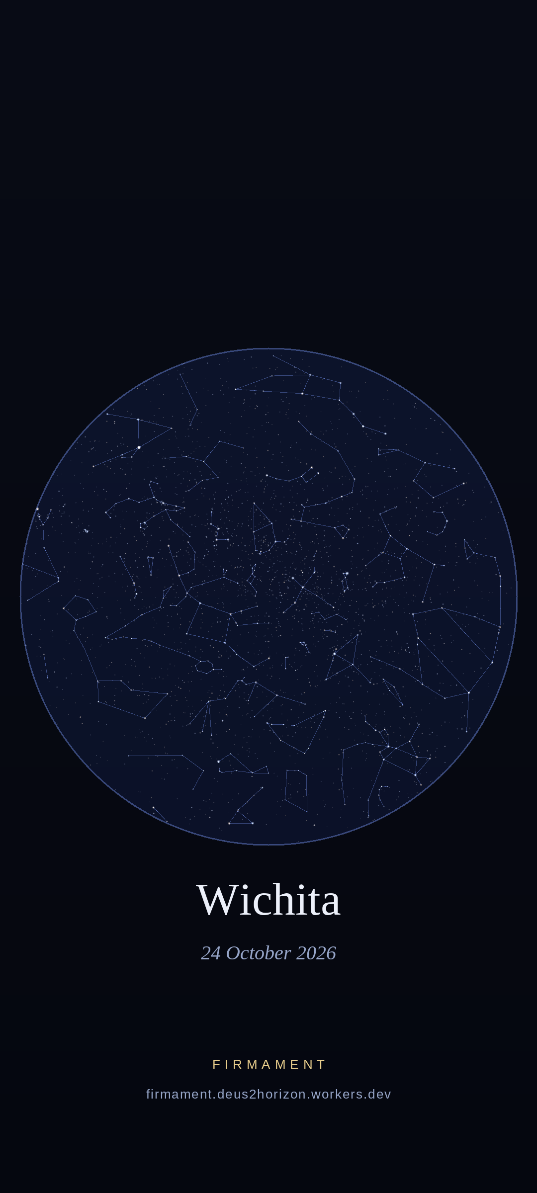 Night sky over Wichita, United States on 24 October 2026