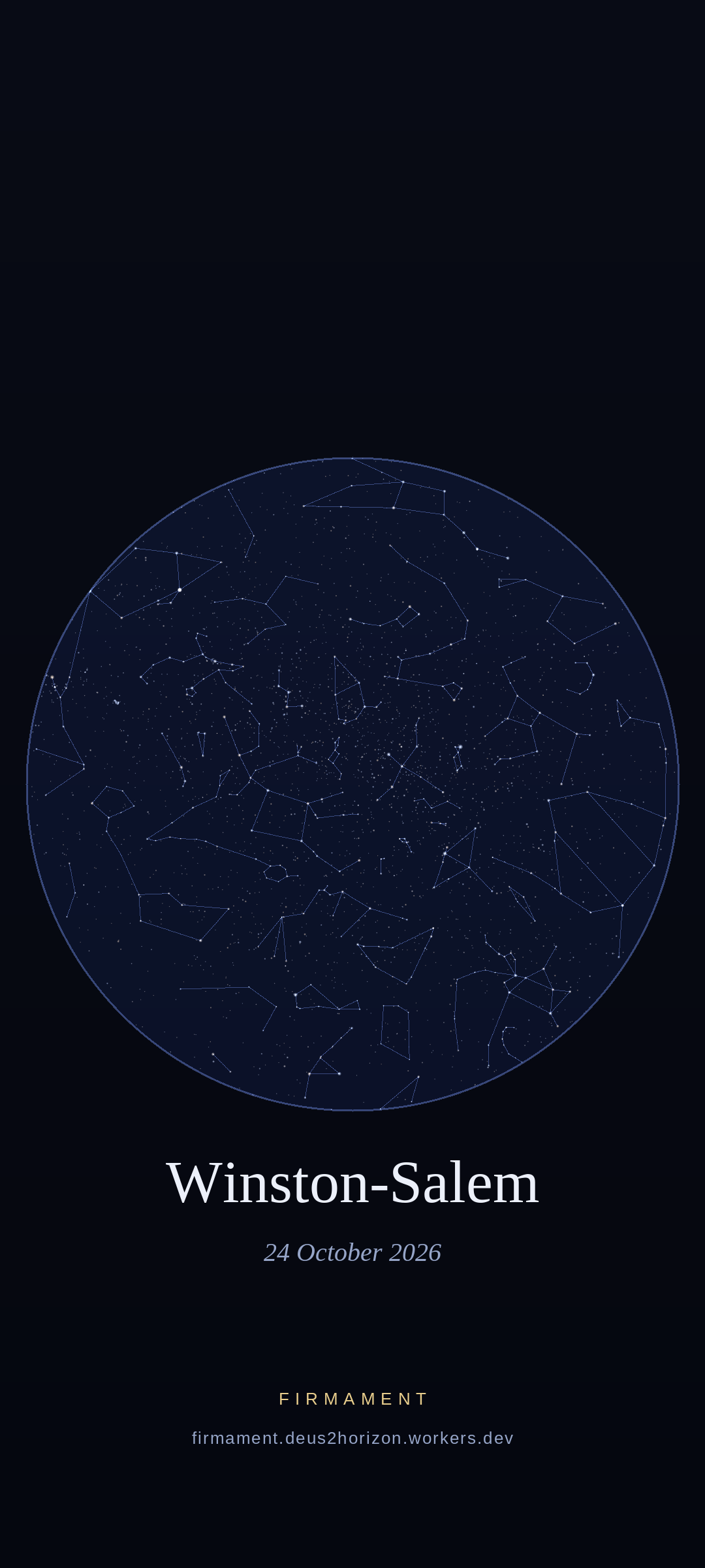Cielo notturno sopra Winston-Salem, United States il 24 ottobre 2026