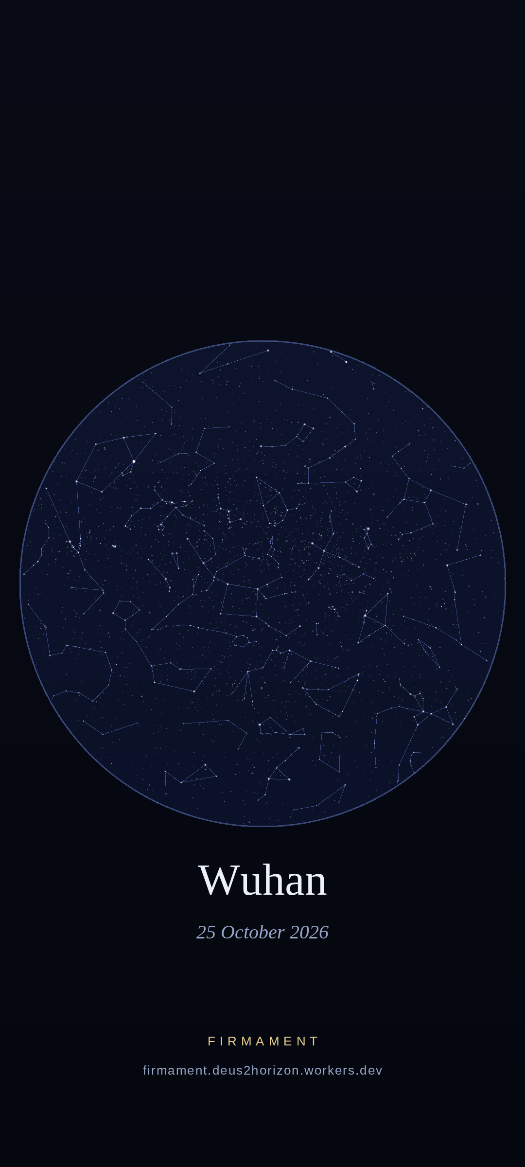 Night sky over Wuhan, China on 25 October 2026