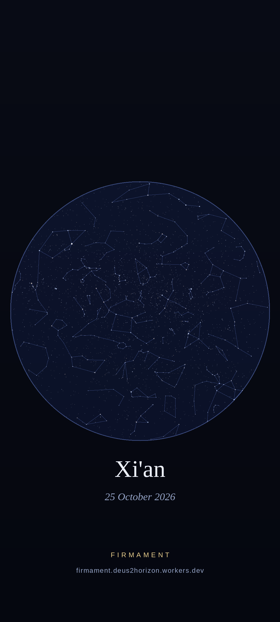 Night sky over Xi'an, China on 25 October 2026