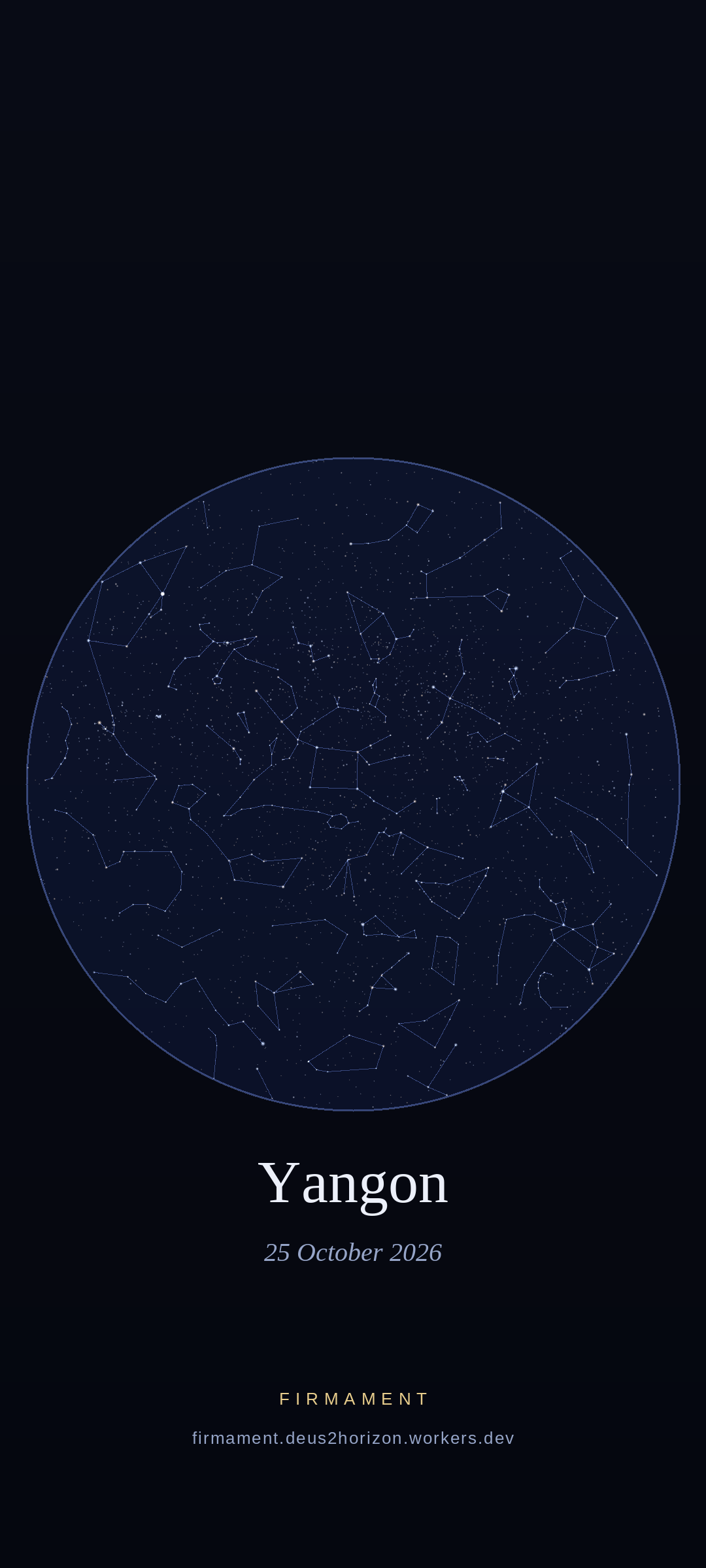 Night sky over Yangon, Myanmar on 25 October 2026