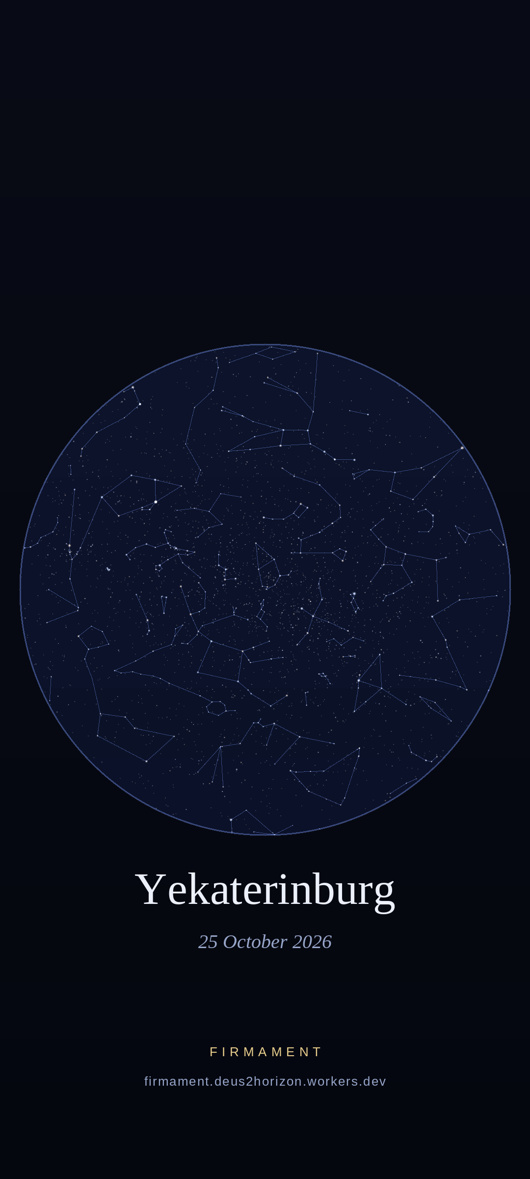 Night sky over Yekaterinburg, Russia on 25 October 2026
